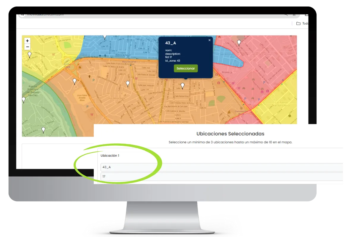 Selección de Opciones Mapa Misión Encuesta Hogar Gran Santo Domingo 2025 • Cirecom Movilidad