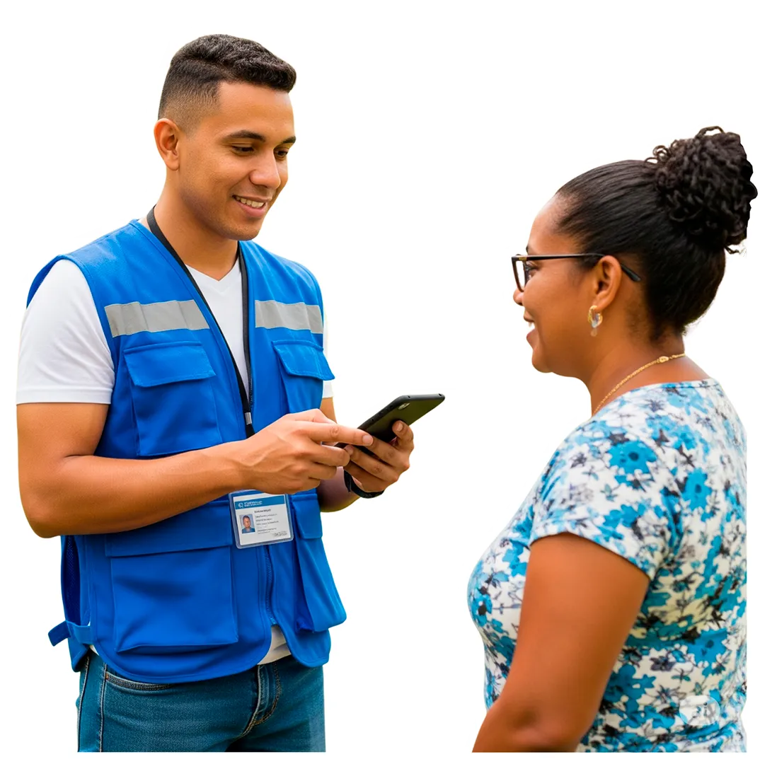 Encuestador Cirecom Hombre Encuestando a Mujer • Cirecom Movilidad